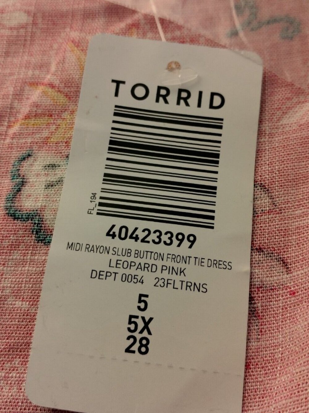 Torrid Size 5 Plus Size Pink Leopard Dress Rouched Short Sleeve Midi Belted Cat - Picture 3 of 16